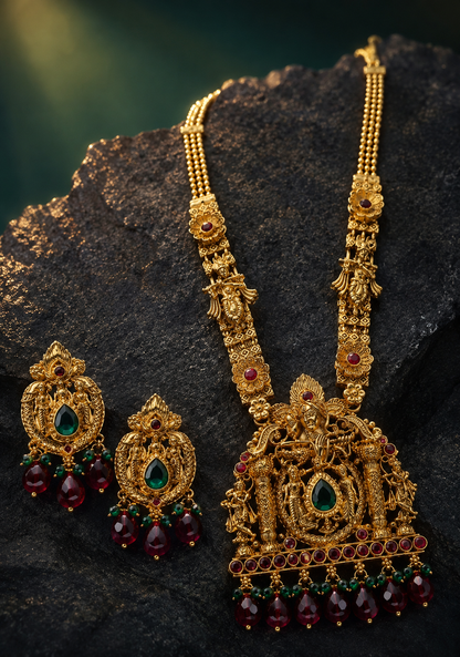 krishnar Antique Gold Plated Temple Haram