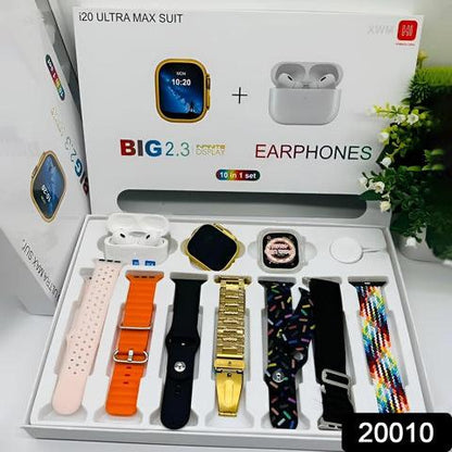 10 in 1 Set Ultra 2 Smart Bluetooth Smart watch + Earphones with Seven Straps