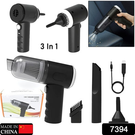 3 In 1 Car Mini Vacuum Cleaner With Blower Wireless Portable Rechargeable